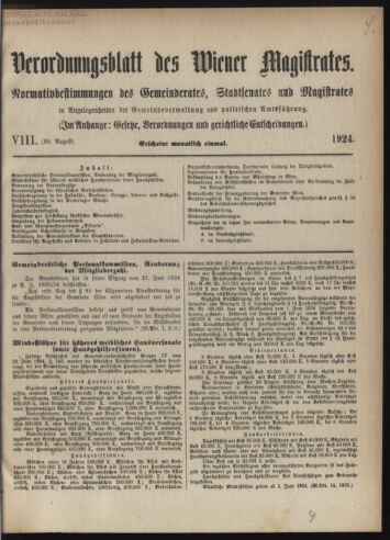 Verordnungsblatt des Wiener Magistrates. Normativbestimmungen des Gemeinderates, Stadtsenates in Angelegenheiten der Gemeindeverwaltung und polititschen Ausführung