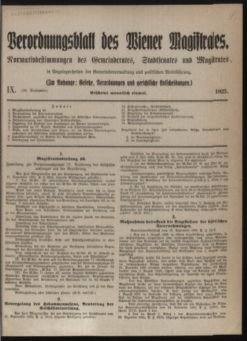 Verordnungsblatt des Wiener Magistrates. Normativbestimmungen des Gemeinderates, Stadtsenates in Angelegenheiten der Gemeindeverwaltung und polititschen Ausführung