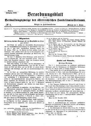 Verordnungsblatt für die Verwaltungszweige des österreichischen Handelsministeriums 18530105 Seite: 1