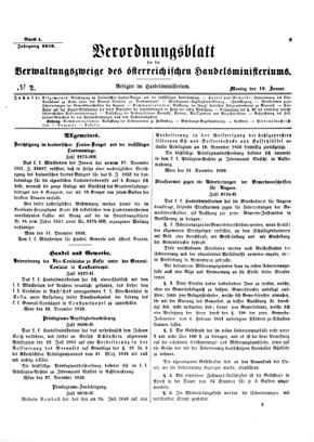 Verordnungsblatt für die Verwaltungszweige des österreichischen Handelsministeriums 18530110 Seite: 1