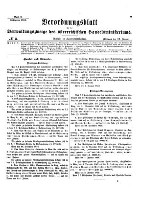 Verordnungsblatt für die Verwaltungszweige des österreichischen Handelsministeriums 18530112 Seite: 1