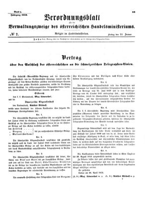 Verordnungsblatt für die Verwaltungszweige des österreichischen Handelsministeriums 18530121 Seite: 1