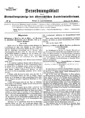 Verordnungsblatt für die Verwaltungszweige des österreichischen Handelsministeriums 18530128 Seite: 1