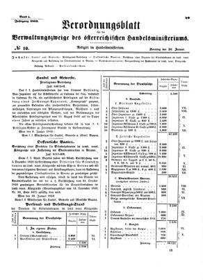 Verordnungsblatt für die Verwaltungszweige des österreichischen Handelsministeriums 18530130 Seite: 1