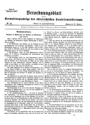 Verordnungsblatt für die Verwaltungszweige des österreichischen Handelsministeriums 18530131 Seite: 1