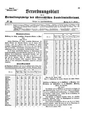 Verordnungsblatt für die Verwaltungszweige des österreichischen Handelsministeriums 18530208 Seite: 1