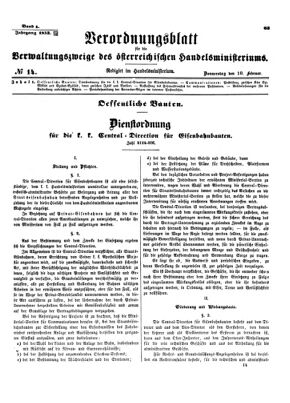 Verordnungsblatt für die Verwaltungszweige des österreichischen Handelsministeriums 18530210 Seite: 1