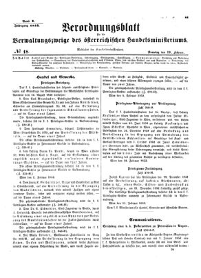 Verordnungsblatt für die Verwaltungszweige des österreichischen Handelsministeriums 18530219 Seite: 1