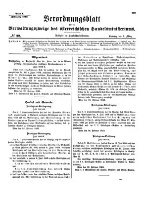 Verordnungsblatt für die Verwaltungszweige des österreichischen Handelsministeriums 18530305 Seite: 1