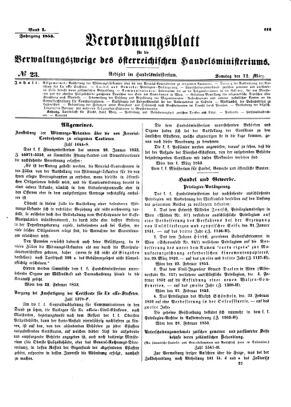 Verordnungsblatt für die Verwaltungszweige des österreichischen Handelsministeriums 18530312 Seite: 1