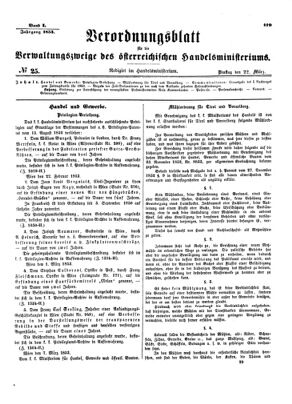 Verordnungsblatt für die Verwaltungszweige des österreichischen Handelsministeriums 18530322 Seite: 1