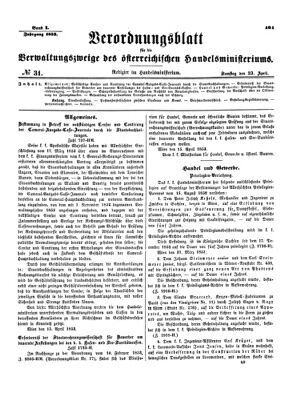 Verordnungsblatt für die Verwaltungszweige des österreichischen Handelsministeriums 18530423 Seite: 1