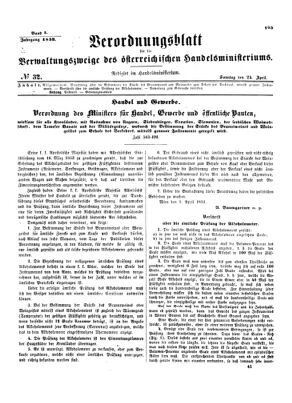 Verordnungsblatt für die Verwaltungszweige des österreichischen Handelsministeriums 18530424 Seite: 1