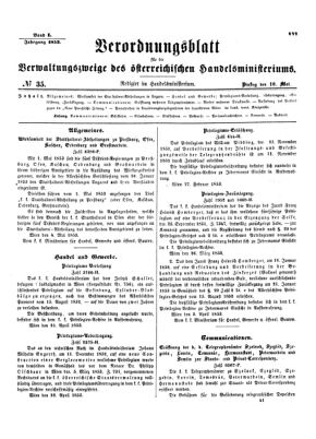 Verordnungsblatt für die Verwaltungszweige des österreichischen Handelsministeriums 18530510 Seite: 1