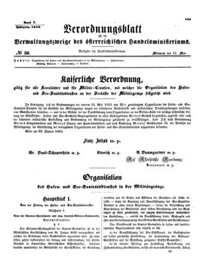 Verordnungsblatt für die Verwaltungszweige des österreichischen Handelsministeriums 18530511 Seite: 1