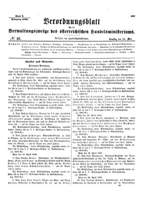 Verordnungsblatt für die Verwaltungszweige des österreichischen Handelsministeriums 18530514 Seite: 1