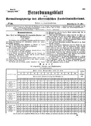 Verordnungsblatt für die Verwaltungszweige des österreichischen Handelsministeriums 18530519 Seite: 1