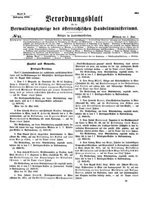 Verordnungsblatt für die Verwaltungszweige des österreichischen Handelsministeriums 18530601 Seite: 1