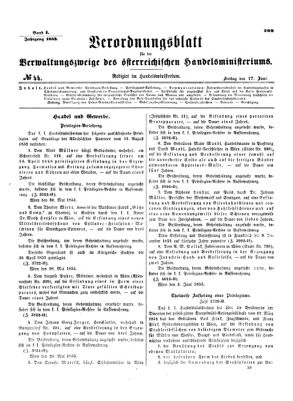 Verordnungsblatt für die Verwaltungszweige des österreichischen Handelsministeriums 18530617 Seite: 1