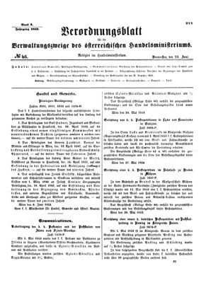 Verordnungsblatt für die Verwaltungszweige des österreichischen Handelsministeriums 18530623 Seite: 1