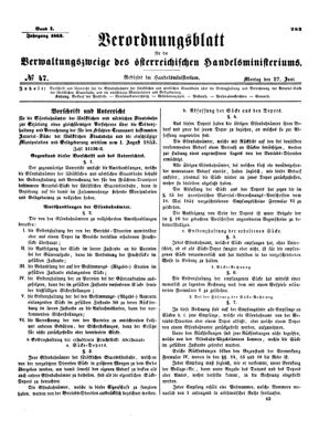 Verordnungsblatt für die Verwaltungszweige des österreichischen Handelsministeriums 18530627 Seite: 1