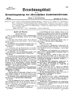 Verordnungsblatt für die Verwaltungszweige des österreichischen Handelsministeriums 18530630 Seite: 1