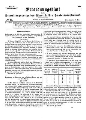 Verordnungsblatt für die Verwaltungszweige des österreichischen Handelsministeriums 18530707 Seite: 1