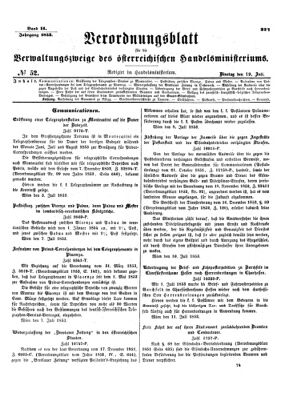 Verordnungsblatt für die Verwaltungszweige des österreichischen Handelsministeriums 18530719 Seite: 1