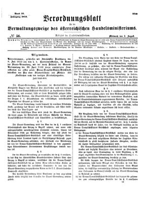 Verordnungsblatt für die Verwaltungszweige des österreichischen Handelsministeriums 18530803 Seite: 1