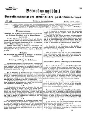 Verordnungsblatt für die Verwaltungszweige des österreichischen Handelsministeriums 18530827 Seite: 1