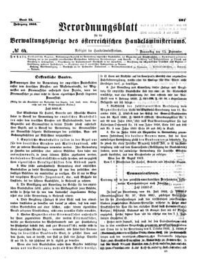 Verordnungsblatt für die Verwaltungszweige des österreichischen Handelsministeriums 18530915 Seite: 1