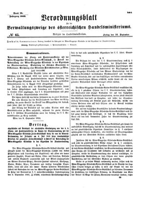 Verordnungsblatt für die Verwaltungszweige des österreichischen Handelsministeriums 18530916 Seite: 1