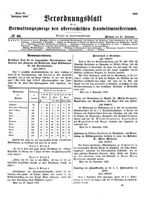 Verordnungsblatt für die Verwaltungszweige des österreichischen Handelsministeriums 18530921 Seite: 1