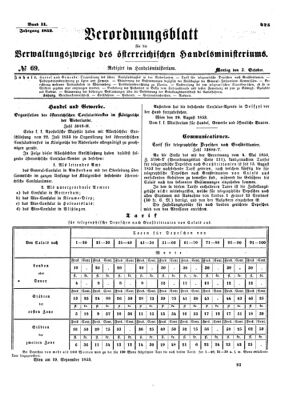 Verordnungsblatt für die Verwaltungszweige des österreichischen Handelsministeriums 18531003 Seite: 1