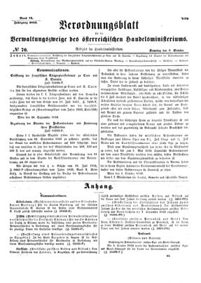 Verordnungsblatt für die Verwaltungszweige des österreichischen Handelsministeriums 18531008 Seite: 1