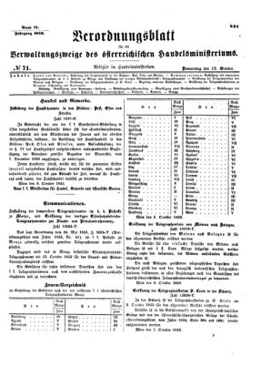 Verordnungsblatt für die Verwaltungszweige des österreichischen Handelsministeriums 18531013 Seite: 1