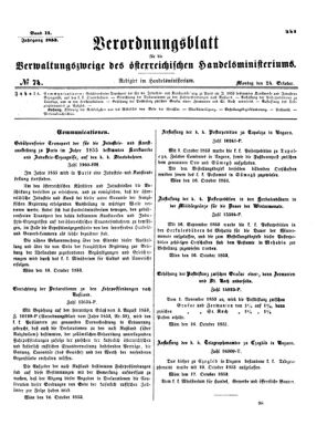 Verordnungsblatt für die Verwaltungszweige des österreichischen Handelsministeriums 18531024 Seite: 1