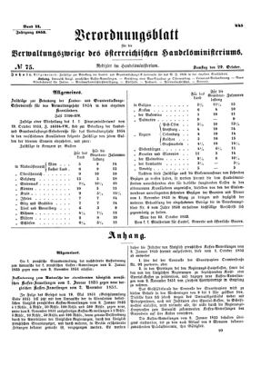 Verordnungsblatt für die Verwaltungszweige des österreichischen Handelsministeriums 18531029 Seite: 1