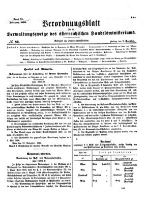 Verordnungsblatt für die Verwaltungszweige des österreichischen Handelsministeriums 18531202 Seite: 1