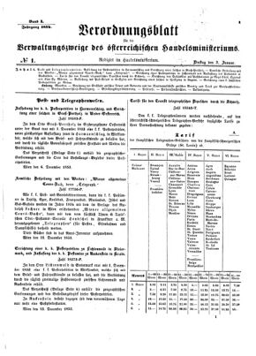 Verordnungsblatt für die Verwaltungszweige des österreichischen Handelsministeriums 18540103 Seite: 1