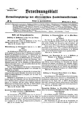 Verordnungsblatt für die Verwaltungszweige des österreichischen Handelsministeriums 18540109 Seite: 1