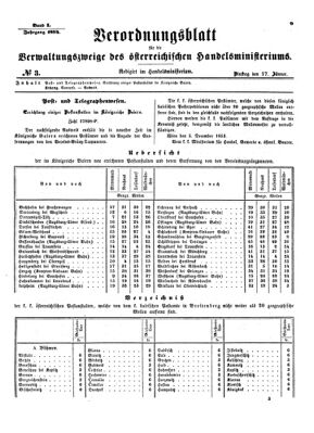 Verordnungsblatt für die Verwaltungszweige des österreichischen Handelsministeriums 18540117 Seite: 1