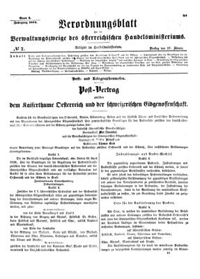 Verordnungsblatt für die Verwaltungszweige des österreichischen Handelsministeriums 18540131 Seite: 1