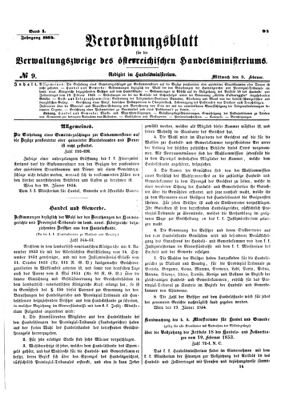 Verordnungsblatt für die Verwaltungszweige des österreichischen Handelsministeriums 18540208 Seite: 1