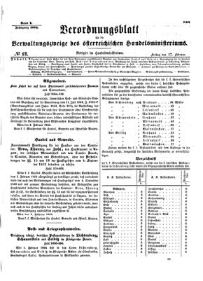 Verordnungsblatt für die Verwaltungszweige des österreichischen Handelsministeriums 18540217 Seite: 1