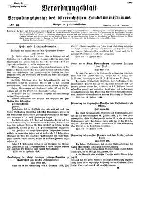 Verordnungsblatt für die Verwaltungszweige des österreichischen Handelsministeriums 18540226 Seite: 1