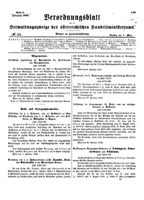 Verordnungsblatt für die Verwaltungszweige des österreichischen Handelsministeriums 18540304 Seite: 1