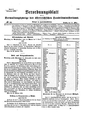 Verordnungsblatt für die Verwaltungszweige des österreichischen Handelsministeriums 18540311 Seite: 1