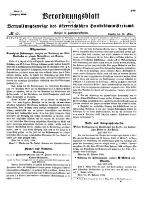 Verordnungsblatt für die Verwaltungszweige des österreichischen Handelsministeriums 18540318 Seite: 1