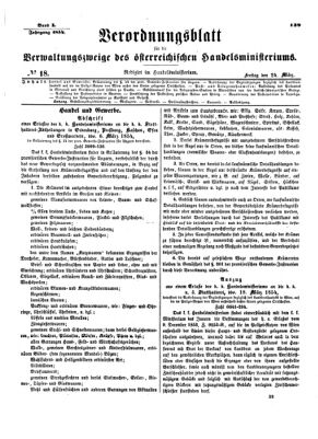 Verordnungsblatt für die Verwaltungszweige des österreichischen Handelsministeriums 18540324 Seite: 1